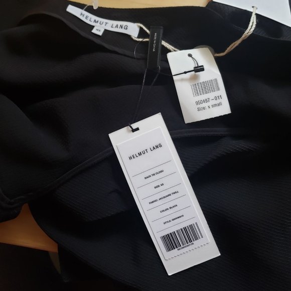 Helmut Lang Back Tie Jacquard Twill Draped Tank Black - Picture 2 of 2